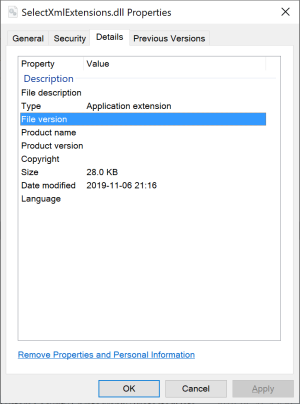 SelectXmlExtensions.dll: no version numbers
